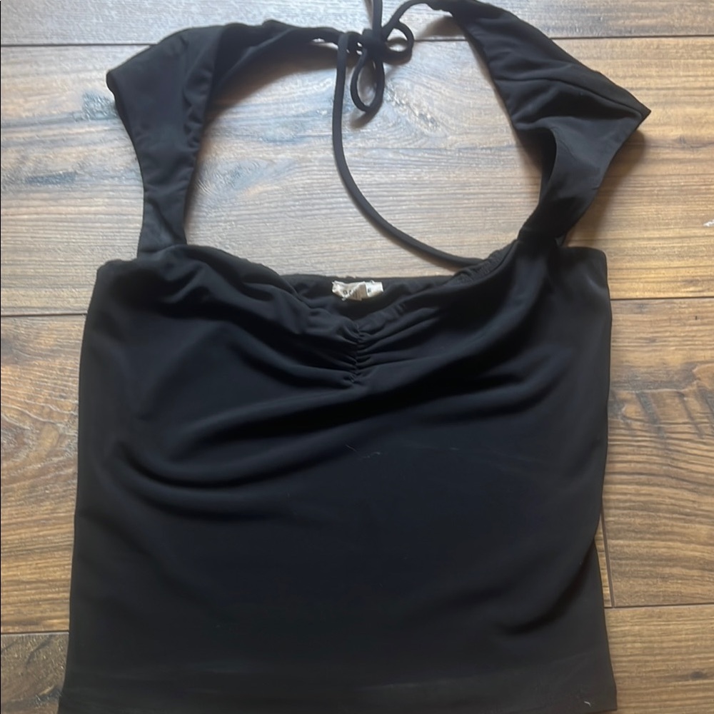 Garage Black Sleeveless Tie Front Tank Top - Picture 1 of 2